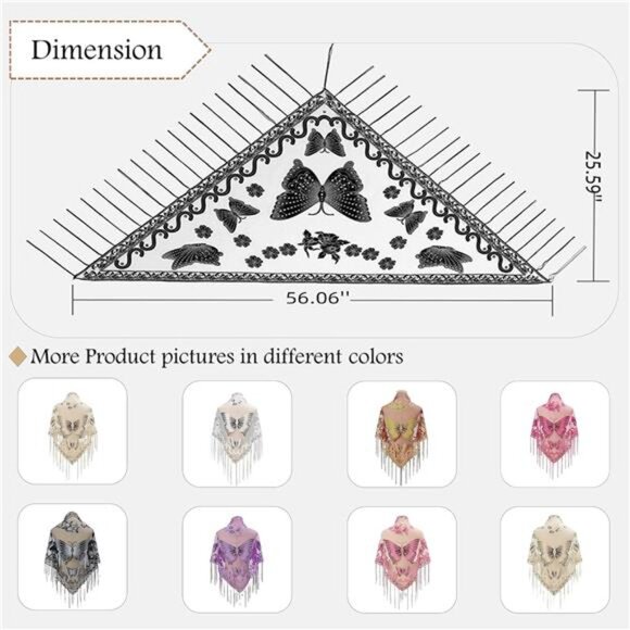 Women’s Elegant Butterfly Print Shawls Wraps Beige - Picture 4 of 6